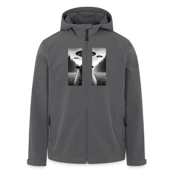 Schaf Widder, Lamm Lustiges Grafik Selfie mit UFOs Wei - Recycelte Männer Softshell-Jacke von Stanley/Stella - Anthrazit - Vorne - AI Model Male 185 light (185cm)