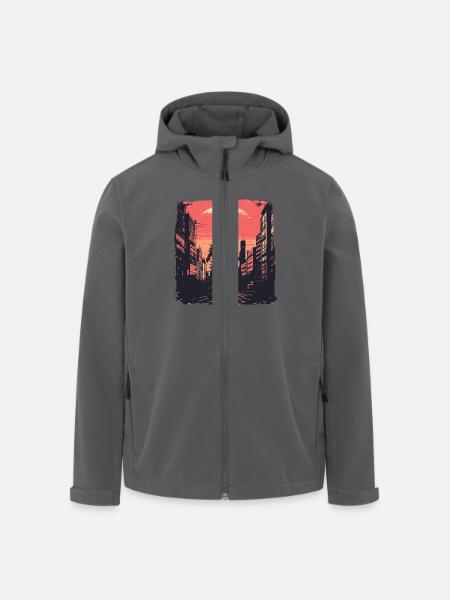 Kaiju Monster Design Coucher de soleil idée cadeau - Veste softshell homme en polyester recyclé Stanley/Stella - charbon