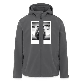 Nilpferd Sci-Fi Lustiges Grafik-Selfie mit UFOs Seltsam - Recycelte Männer Softshell-Jacke von Stanley/Stella - Anthrazit - Vorne - AI Model Male 185 light (185cm)