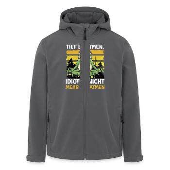 Froschkostüm TIEF EINATMEN UND IDIOTEN NICHT AUS - Recycelte Männer Softshell-Jacke von Stanley/Stella - Anthrazit - Vorne - AI Model Male 185 light (185cm)