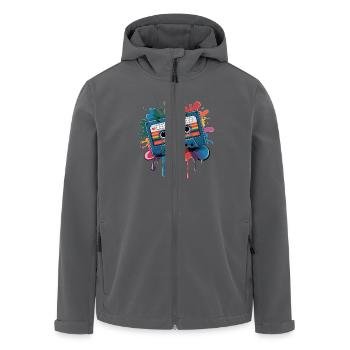 80s Retro Cassette Splash Classic Cassette Tape - Recycelte Männer Softshell-Jacke von Stanley/Stella - Anthrazit - Vorne - AI Model Male 185 light (185cm)