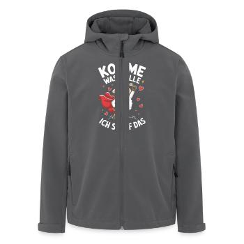 Komme was wolle ich schaf das Motivation Optimist - Recycelte Männer Softshell-Jacke von Stanley/Stella - Anthrazit - Vorne - AI Model Male 185 light (185cm)