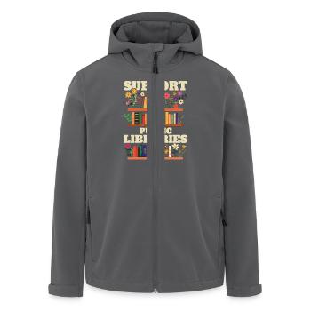 Unterstütze Öffentliche Bibliotheken Mit Blumen - Recycelte Männer Softshell-Jacke von Stanley/Stella - Anthrazit - Vorne - AI Model Male 185 light (185cm)