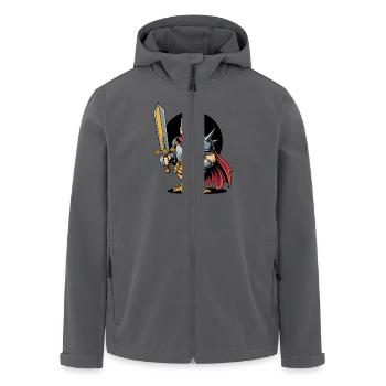 Tapferer Hahn-Ritter in mittelalterlicher Rüstung - Recycelte Männer Softshell-Jacke von Stanley/Stella - Anthrazit - Vorne - AI Model Male 185 light (185cm)