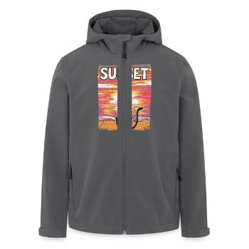 Friedlicher Sonnenuntergang Katze für eine - Recycelte Männer Softshell-Jacke von Stanley/Stella - Anthrazit - Vorne - AI Model Male 185 light (185cm)