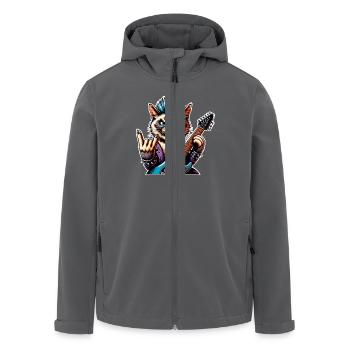 Katze Rock and Roll Gitarrist - Recycelte Männer Softshell-Jacke von Stanley/Stella - Anthrazit - Vorne - AI Model Male 185 light (185cm)