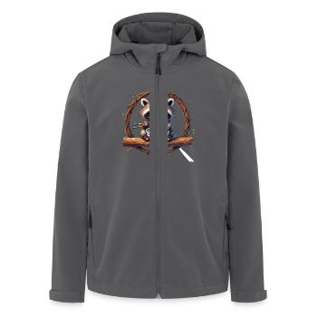 Süßer Waschbär isst Ramen Nudeln - Recycelte Männer Softshell-Jacke von Stanley/Stella - Anthrazit - Vorne - AI Model Male 185 light (185cm)