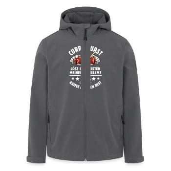 Currywurst löst meine Probleme - Kaffee Spruch - Recycelte Männer Softshell-Jacke von Stanley/Stella - Anthrazit - Vorne - AI Model Male 185 light (185cm)