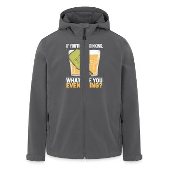 Lustiges Pickleball Alkohol Bier Trinker Ballsport - Recycelte Männer Softshell-Jacke von Stanley/Stella - Anthrazit - Vorne - AI Model Male 185 light (185cm)