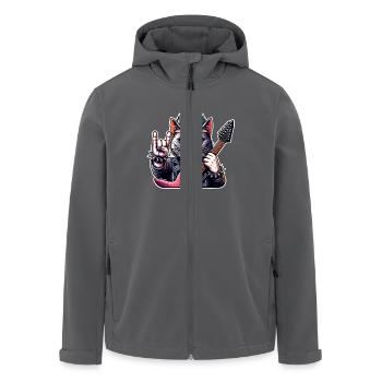 Katze Rock and Roll Gitarrist - Recycelte Männer Softshell-Jacke von Stanley/Stella - Anthrazit - Vorne - AI Model Male 185 light (185cm)