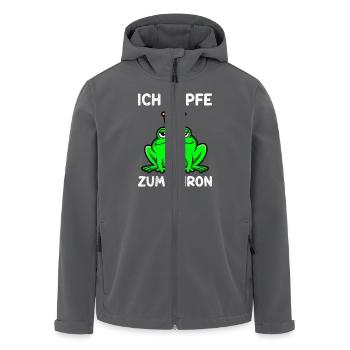 Karneval Frosch ICH HÜPFE ZUM THRON Lustiges - Recycelte Männer Softshell-Jacke von Stanley/Stella - Anthrazit - Vorne - AI Model Male 185 light (185cm)