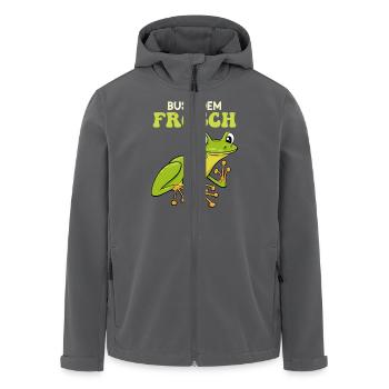 Froschkostüm BUSSI DEM FROSCH Lustiges Frosch - Recycelte Männer Softshell-Jacke von Stanley/Stella - Anthrazit - Vorne - AI Model Male 185 light (185cm)