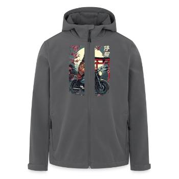 Samurai Katze auf Motorrad - Recycelte Männer Softshell-Jacke von Stanley/Stella - Anthrazit - Vorne - AI Model Male 185 light (185cm)