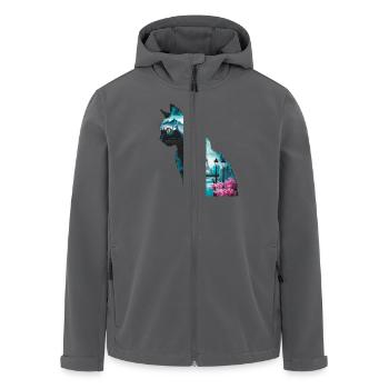 Katze Paris Landschaft Silhouette - Recycelte Männer Softshell-Jacke von Stanley/Stella - Anthrazit - Vorne - AI Model Male 185 light (185cm)