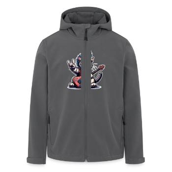 Katze Rock and Roll Gitarrist - Recycelte Männer Softshell-Jacke von Stanley/Stella - Anthrazit - Vorne - AI Model Male 185 light (185cm)