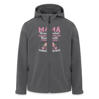 Mama, aber das schönste Geschenk sind wir - Recycelte Männer Softshell-Jacke von Stanley/Stella - Anthrazit - Vorne - AI Model Male 185 light (185cm)
