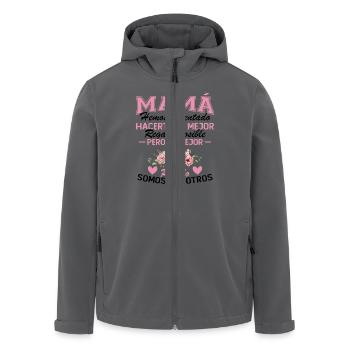 Mom but the best gift is us - Men’s Recycled Softshell Jacket by Stanley/Stella - anthracite - Front - AI Model Male 185 light (185cm)