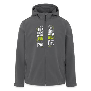 Die Erfahrung hat mich ausgezeichnet gemacht. - Recycelte Männer Softshell-Jacke von Stanley/Stella - Anthrazit - Vorne - AI Model Male 185 light (185cm)