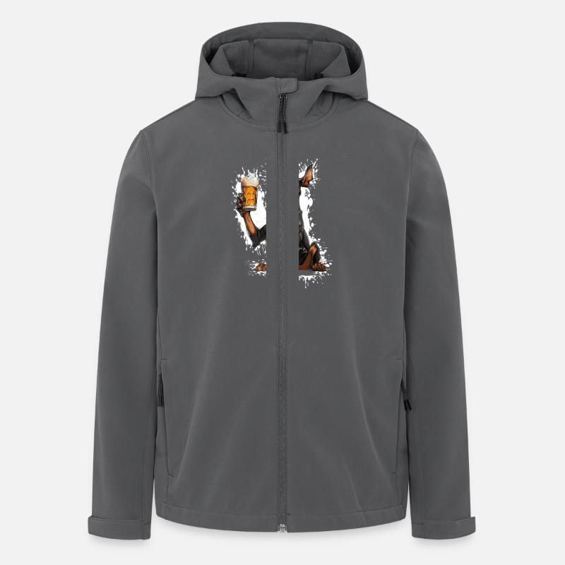 Doberman Dog Beer Funny - Men’s Recycled Softshell Jacket by Stanley/Stella - anthracite