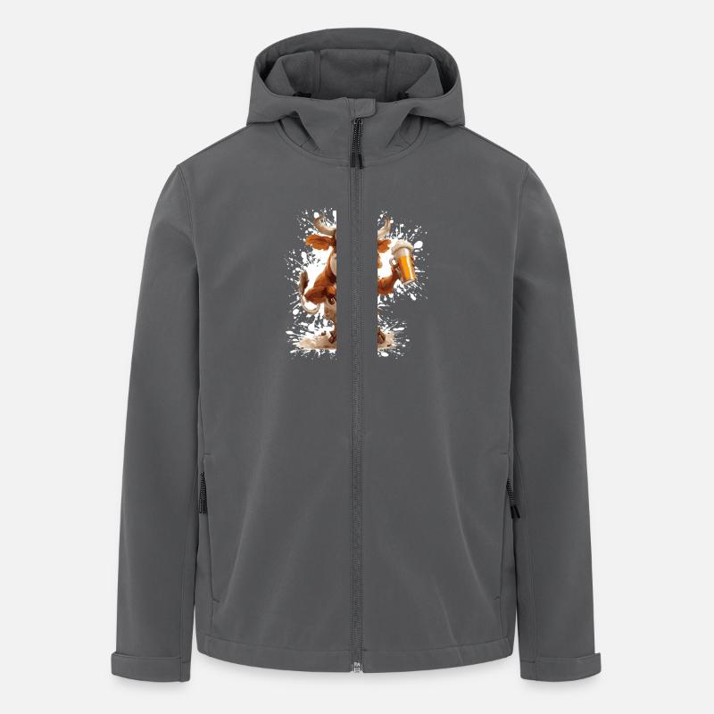 Bière de vache drôle - Veste softshell homme en polyester recyclé Stanley/Stella - charbon