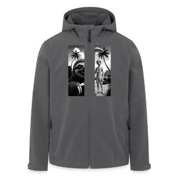 Faultier macht Selfie mit Alien am Strand - Recycelte Männer Softshell-Jacke von Stanley/Stella - Anthrazit - Vorne - AI Model Male 185 light (185cm)
