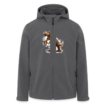 Dinosaure T-Rex Bière Drôle - Veste softshell homme en polyester recyclé Stanley/Stella - charbon - Devant - AI Model Male 185 light (185cm)