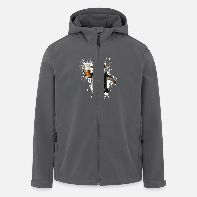 Pingouin Bière Drôle - Veste softshell homme en polyester recyclé Stanley/Stella - charbon