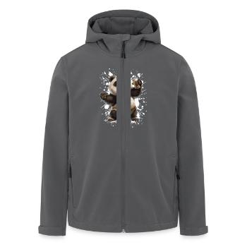 Panda Bière Drôle - Veste softshell homme en polyester recyclé Stanley/Stella - charbon - Devant - AI Model Male 185 light (185cm)