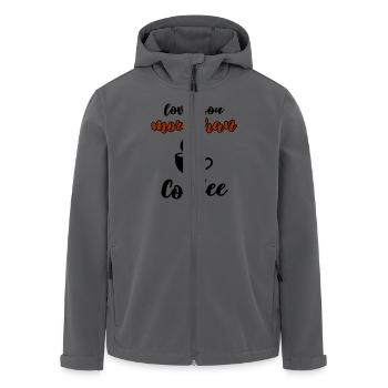 Lustiges Kaffee & Liebe Design - Recycelte Männer Softshell-Jacke von Stanley/Stella - Anthrazit - Vorne - AI Model Male 185 light (185cm)