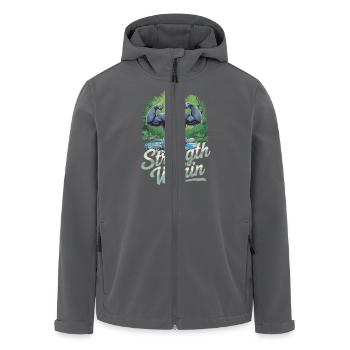 Kraft In Dir: Entdecke Die Stärke Des Gorillas In - Recycelte Männer Softshell-Jacke von Stanley/Stella - Anthrazit - Vorne - AI Model Male 185 light (185cm)