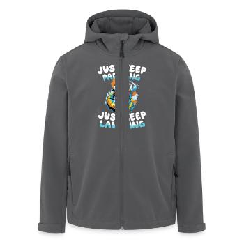 Einfach Weiter Paddeln, Einfach Weiter Lachen: - Recycelte Männer Softshell-Jacke von Stanley/Stella - Anthrazit - Vorne - AI Model Male 185 light (185cm)