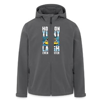 Rafting Abenteuer: Halte Dich Fest, Lache Noch - Recycelte Männer Softshell-Jacke von Stanley/Stella - Anthrazit - Vorne - AI Model Male 185 light (185cm)