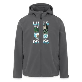 Das Leben Ist Zu Kurz Für Ruhige Flüsse Rafting - Recycelte Männer Softshell-Jacke von Stanley/Stella - Anthrazit - Vorne - AI Model Male 185 light (185cm)