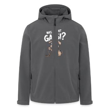 Was Ist Mit Gassi? Lustiger Hund Fragt Nach - Recycelte Männer Softshell-Jacke von Stanley/Stella - Anthrazit - Vorne - AI Model Male 185 light (185cm)