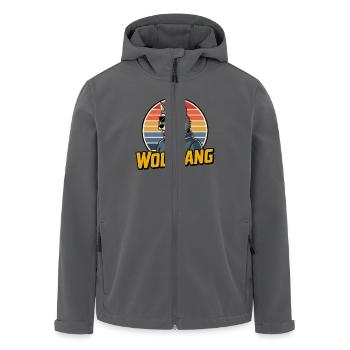 Wolfgang Wolf Retro Stil mit Sonnenbrille - Recycelte Männer Softshell-Jacke von Stanley/Stella - Anthrazit - Vorne - AI Model Male 185 light (185cm)