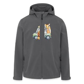 Niedliche Safari-Tierfreunde im Auto Abenteuer - Recycelte Männer Softshell-Jacke von Stanley/Stella - Anthrazit - Vorne - AI Model Male 185 light (185cm)