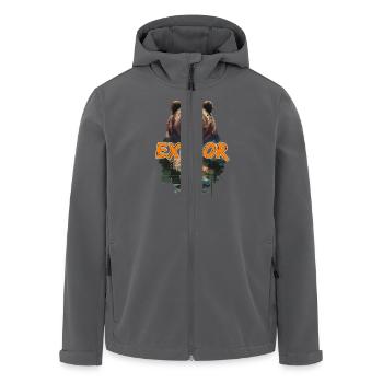 Entdecke Die Wildnis Mit Bärenmotiv und - Recycelte Männer Softshell-Jacke von Stanley/Stella - Anthrazit - Vorne - AI Model Male 185 light (185cm)