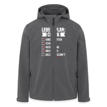 Abitur LEBENSPLAN CHECK WELTHERRSCHAFT Lustiges - Recycelte Männer Softshell-Jacke von Stanley/Stella - Anthrazit - Vorne - AI Model Male 185 light (185cm)
