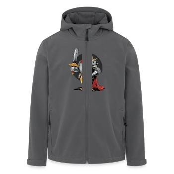 Tapferer Hahn-Ritter in mittelalterlicher Rüstung - Recycelte Männer Softshell-Jacke von Stanley/Stella - Anthrazit - Vorne - AI Model Male 185 light (185cm)