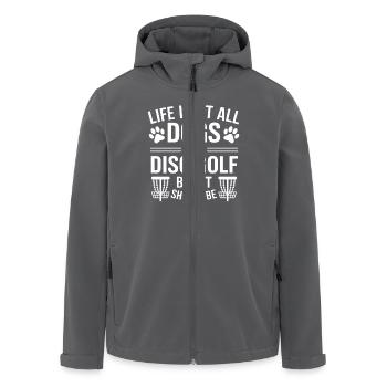 Discgolf Spruch Hunde Lustiges Discgolf Geschenk - Recycelte Männer Softshell-Jacke von Stanley/Stella - Anthrazit - Vorne - AI Model Male 185 light (185cm)