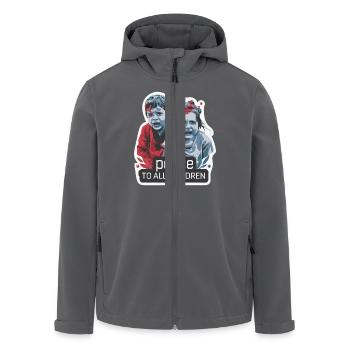 FRIEDEN FÜR ALLE KINDER - Recycelte Männer Softshell-Jacke von Stanley/Stella - Anthrazit - Vorne - AI Model Male 185 light (185cm)