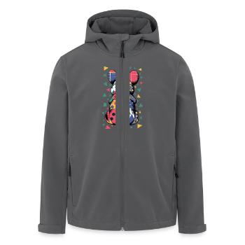 Bunter Geometrischer Tiermuster Patchwork-Look - Recycelte Männer Softshell-Jacke von Stanley/Stella - Anthrazit - Vorne - AI Model Male 185 light (185cm)