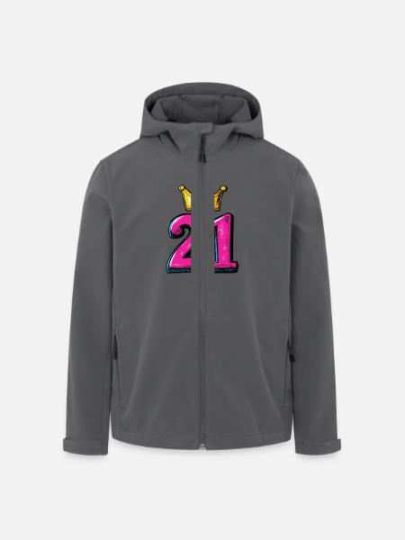 21 Zahl Trikot Krone - Recycelte Männer Softshell-Jacke von Stanley/Stella - Anthrazit