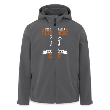 Mein Rentenplan ist Golf spielen - Recycelte Männer Softshell-Jacke von Stanley/Stella - Anthrazit - Vorne - AI Model Male 185 light (185cm)