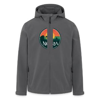 Nigeria Sonnenuntergang Panorama mit Palmen und - Recycelte Männer Softshell-Jacke von Stanley/Stella - Anthrazit - Vorne - AI Model Male 185 light (185cm)