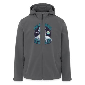 Pug-Stronaut Auf Mondmission: Melde Mich Zum - Recycelte Männer Softshell-Jacke von Stanley/Stella - Anthrazit - Vorne - AI Model Male 185 light (185cm)