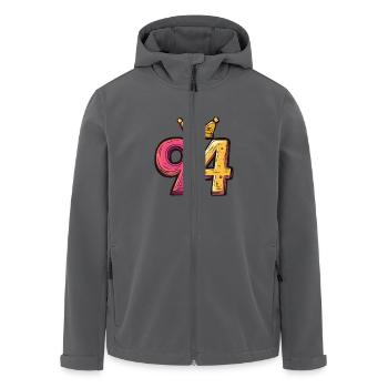 94 Zahl Trikot Krone - Recycelte Männer Softshell-Jacke von Stanley/Stella - Anthrazit - Vorne - AI Model Male 185 light (185cm)