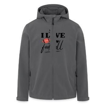 I Love American Football Saying - Men’s Recycled Softshell Jacket by Stanley/Stella - anthracite - Front - AI Model Male 185 light (185cm)