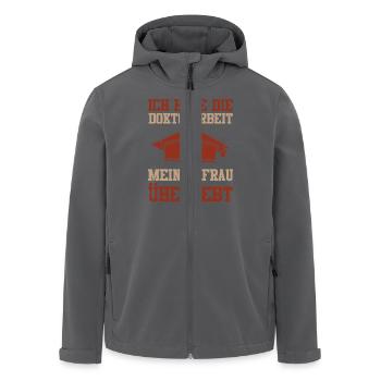 Ehemann HABE DIE DOKTORARBEIT MEINER FRAU ÜBERLEBT - Recycelte Männer Softshell-Jacke von Stanley/Stella - Anthrazit - Vorne - AI Model Male 185 light (185cm)