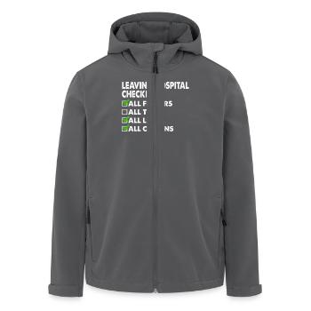 Krankenhaus Checkliste Lustig Genesung Humor - Recycelte Männer Softshell-Jacke von Stanley/Stella - Anthrazit - Vorne - AI Model Male 185 light (185cm)